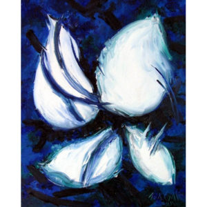 Abstract Blue and White Oil Painting by Tad Coffin