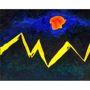 Abstract Oil Painting - Yellow, Blue, Orange