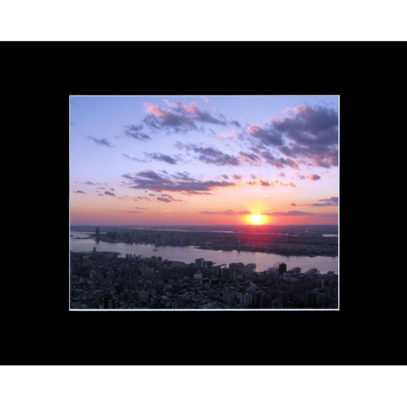 Fine art photograph of the West side of New York from the Empire State Building, at Sunset Matted